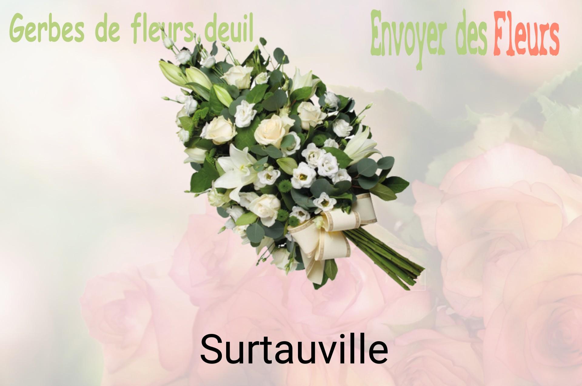 Gerbe de fleurs de deuil livrée à Surtauville